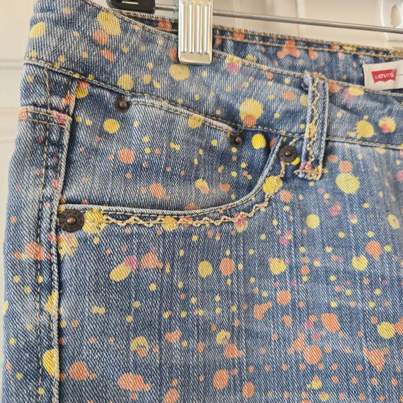 Levi's Jean Shorts Bermuda Size 11 Paint Splatter Embroidered Pockets Grunge Y2K - Picture 5 of 7